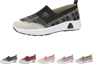 Orthowalkway Womens Shoes,Zapatos Ortopédicos, Lightweight Flat, Slip-On Breathable Mesh Trainers, Jogging Shoes