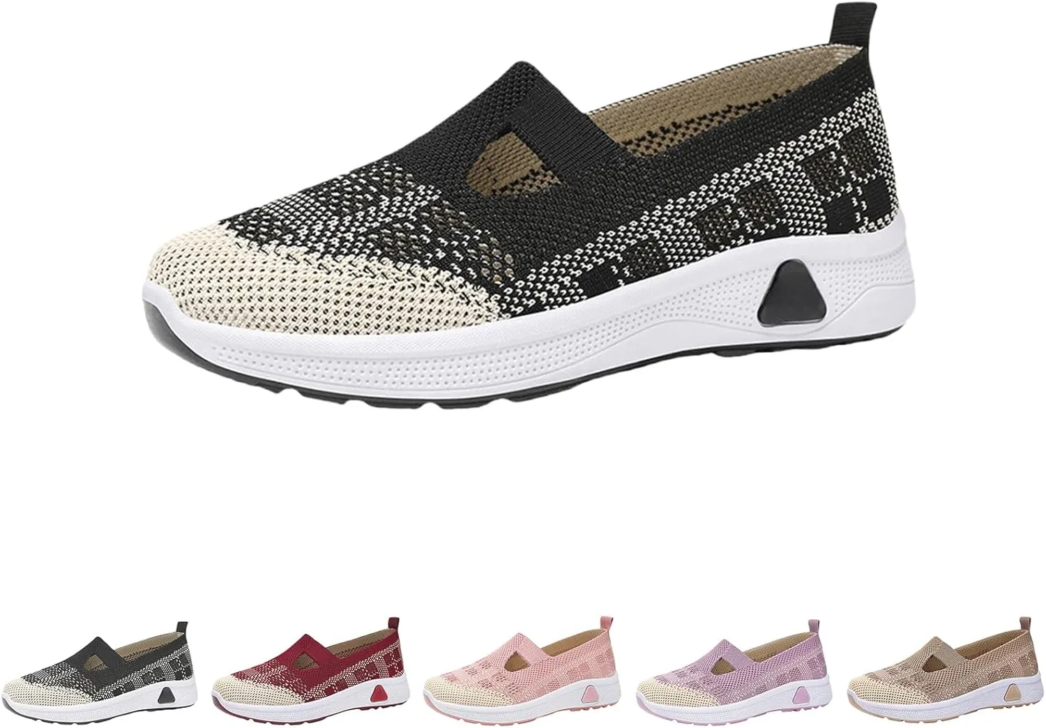 Orthowalkway Womens Shoes,Zapatos Ortopédicos, Lightweight Flat, Slip-On Breathable Mesh Trainers, Jogging Shoes