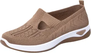 Orthowalkway Womens Shoes,Zapatos Ortopédicos, Lightweight Flat, Slip-On Breathable Mesh Trainers, Jogging Shoes
