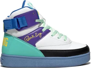 PATRICK EWING ATHLETICS Kids Grade-School 33 HI ORION Basketball Shoes  White/Purple, Retro Hybrid Design