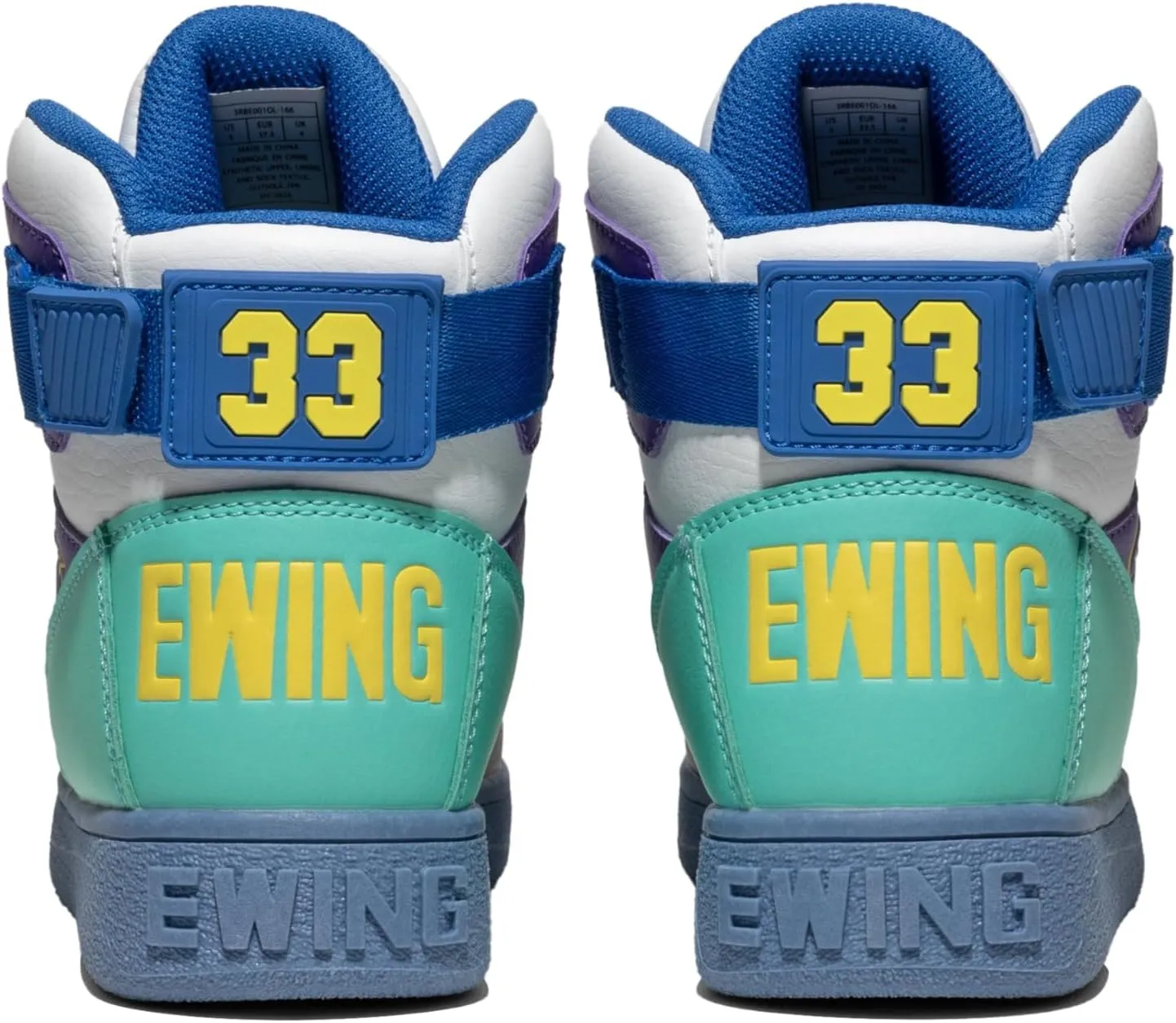 PATRICK EWING ATHLETICS Kids Grade-School 33 HI ORION Basketball Shoes  White/Purple, Retro Hybrid Design