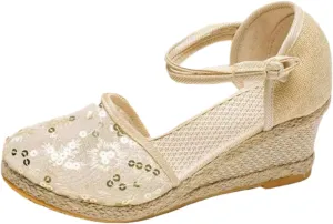 Platform Espadrilles for Women,Closed Toe Sandals Women Dressy,Women's Ankle Strap Closed Toe Espadrille Wedge Heels Sandals
