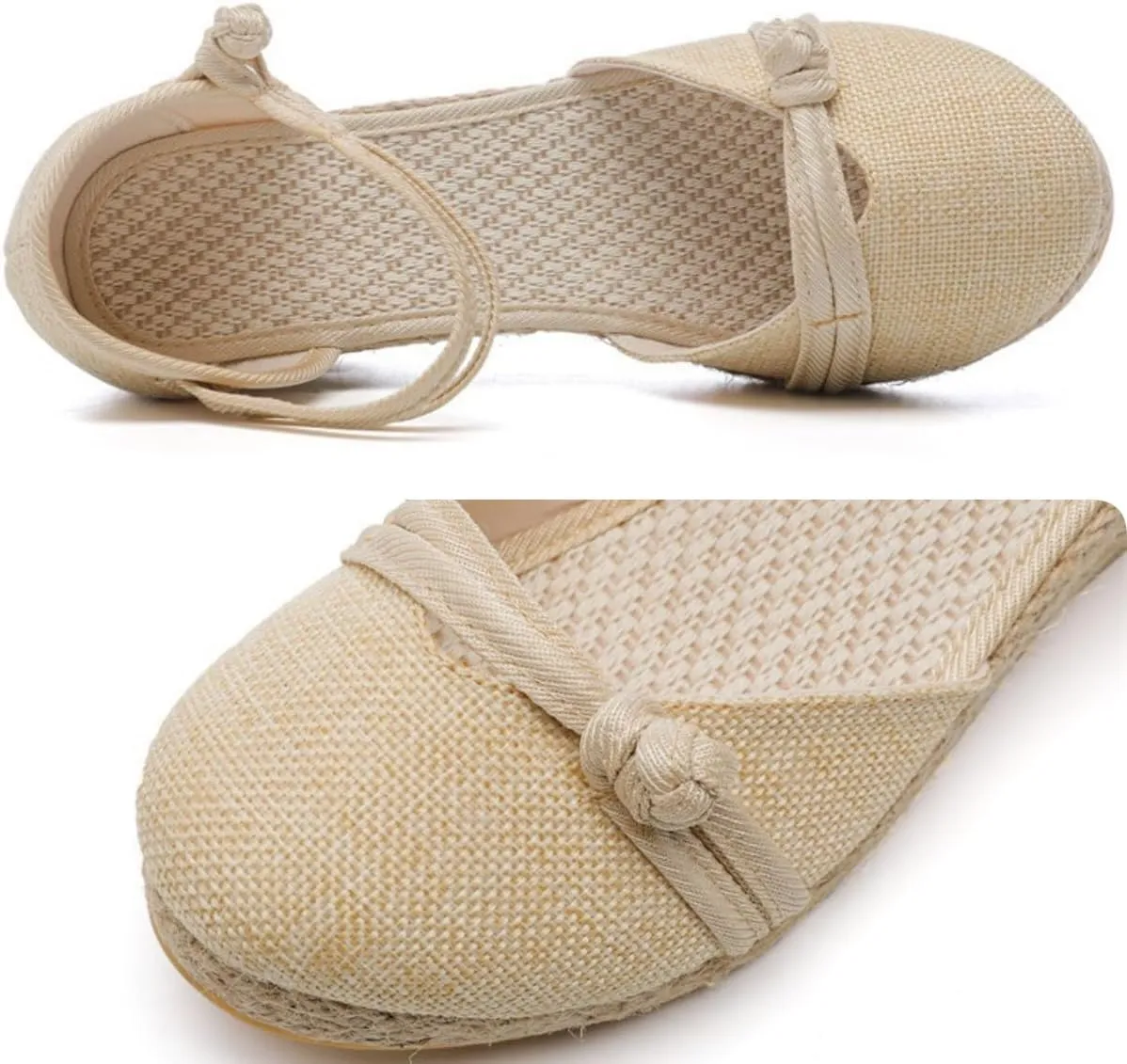 Platform Espadrilles for Women,Closed Toe Sandals Women Dressy,Women's Ankle Strap Closed Toe Espadrille Wedge Heels Sandals
