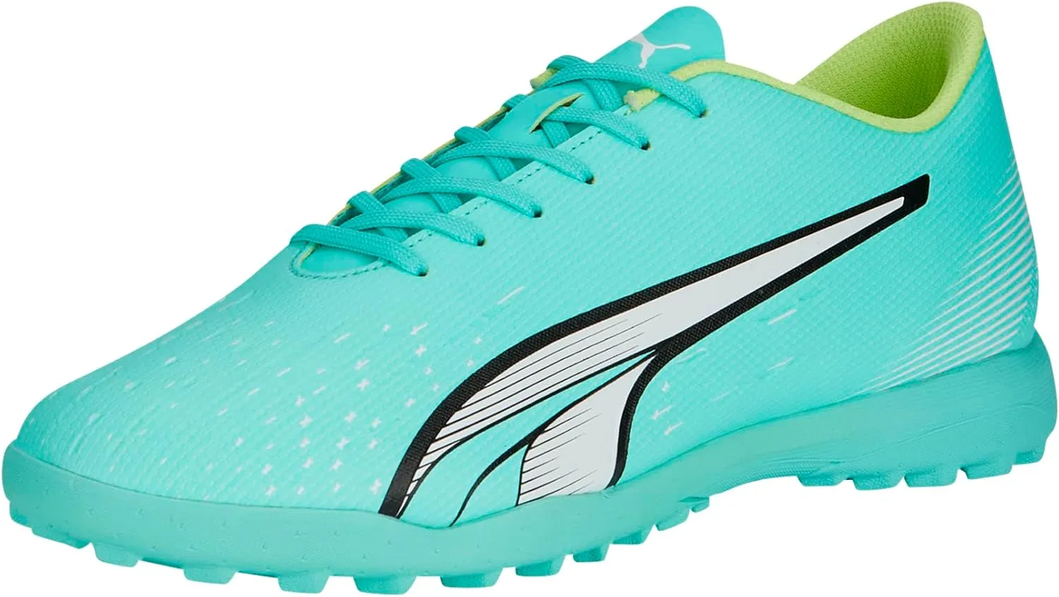 PUMA Mens Ultra Play Turf Trainer Soccer Cleats, Electric Peppermint-PUMA Mens White-Fast Yellow, 8