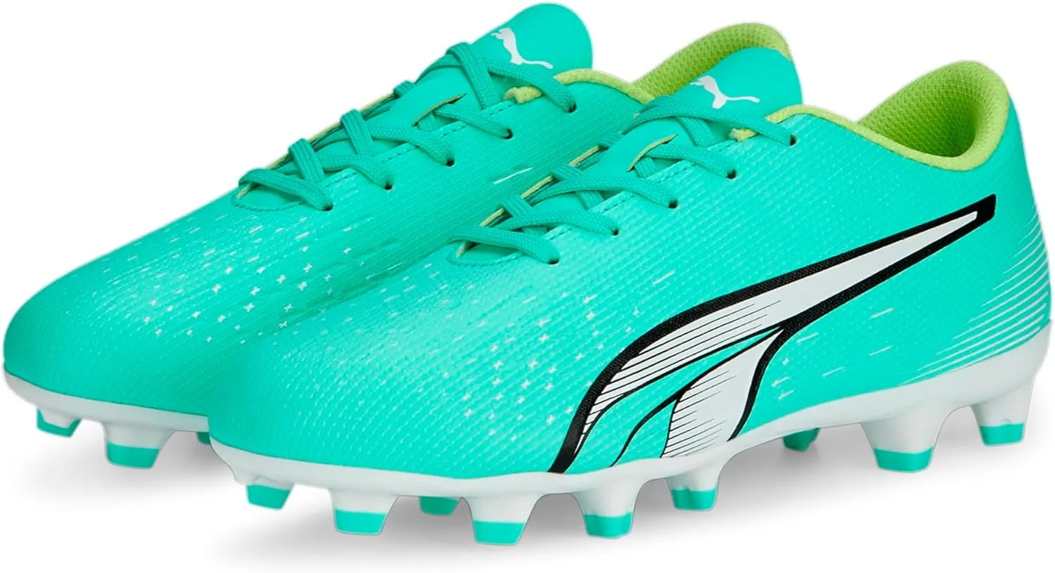 PUMA Ultra Play Firm Ground/Artificial Ground Soccer (Toddler/Little Kid/Big Kid) Electric Peppermint/Puma White/Fast Yellow 2 Little Kid M