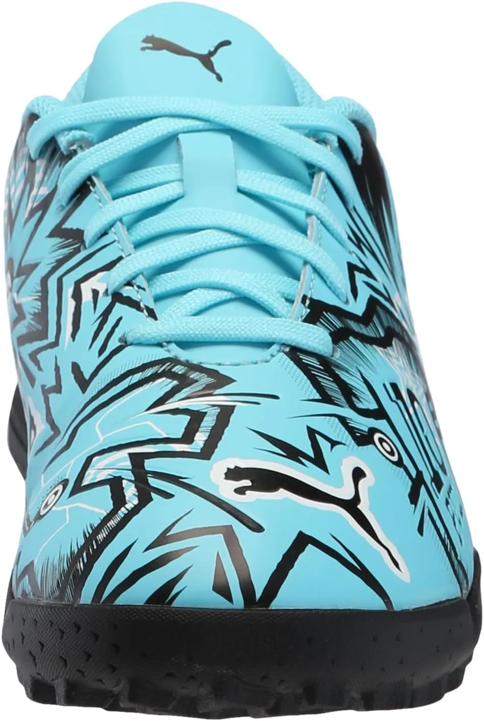 PUMA Unisex-Child Soccer Cleats Play Turf Training Sneaker, Ultra Orange-White-Blue Glimmer, 6 US Big Kid