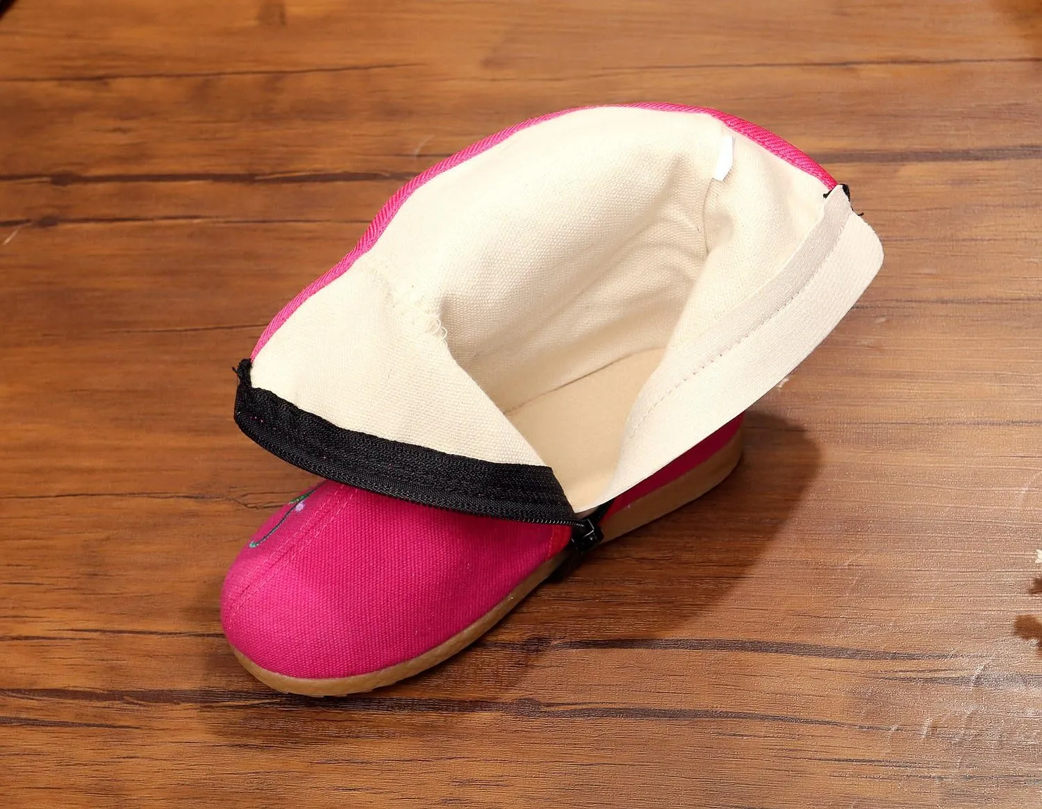 Qhome Little Girl Peony Embroidery Sports Fashion Autumn Winter Ankle Boots Canvas Shoes