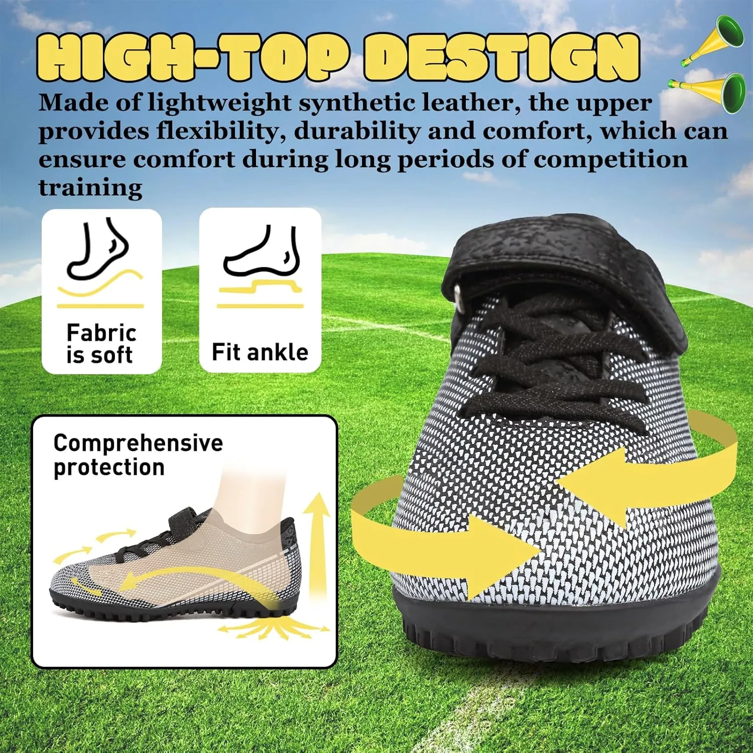 RDGO Boys Girls Soccer Cleats Lace Up Cleats(Little Kid/Big Kid)/AG
