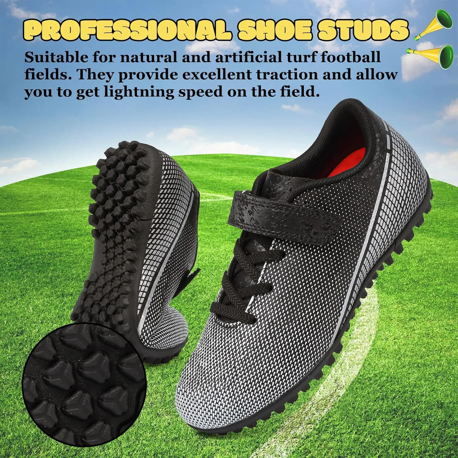 RDGO Boys Girls Soccer Cleats Lace Up Cleats(Little Kid/Big Kid)/AG