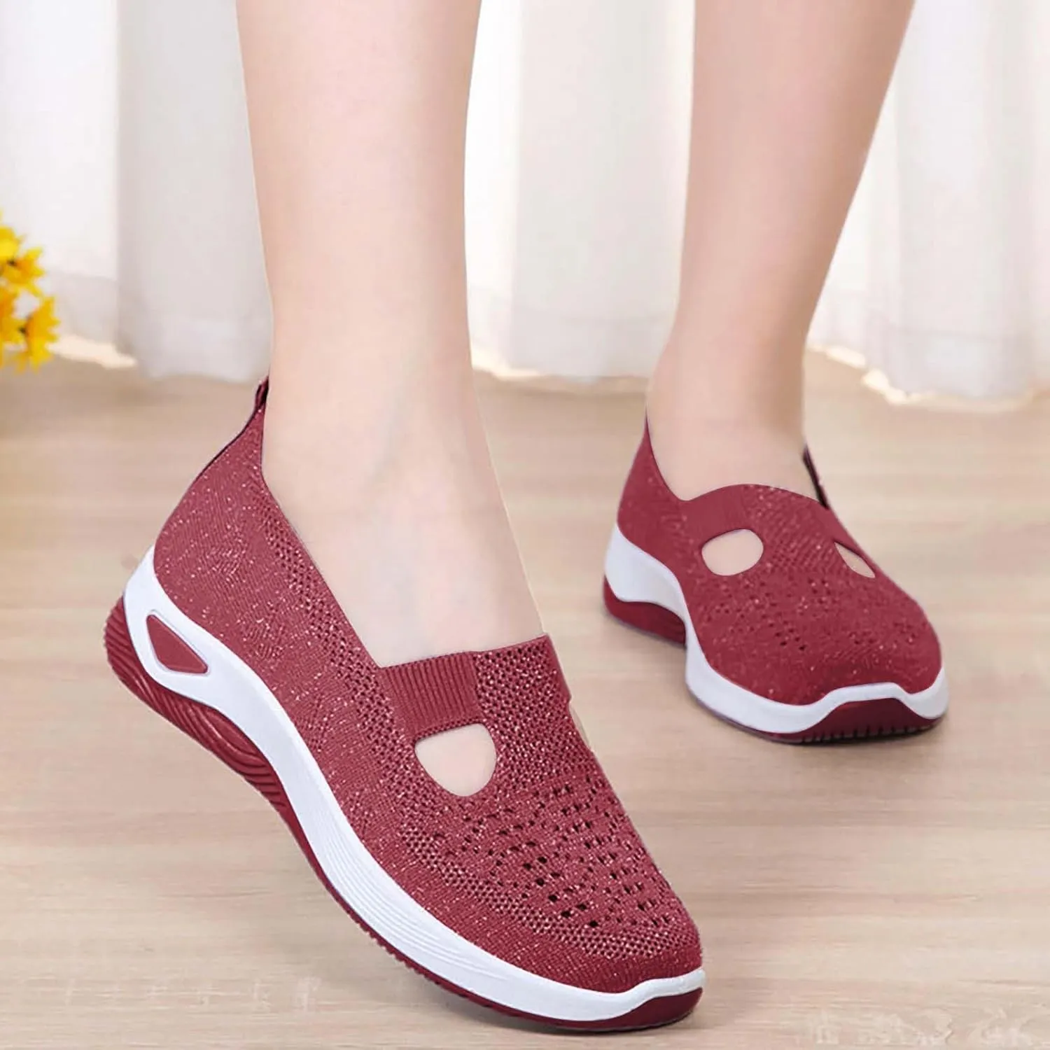 Running Shoes for Men Slip On Sneakers Women Arch Support Womens Loafers Wide Width Fashion Round Toe Womens Christmas Shoes Comfort Cute Casual Slip On Lightweight