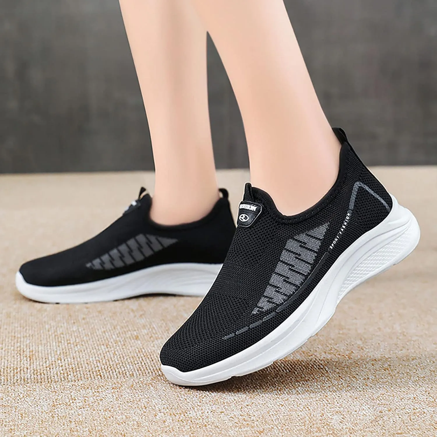 SBGMoSJ Running Shoes for Women Black Slip On Walking Sneakers for Women 2023 Wide Black Sneakers for Women Dressy Comfortable Sneakers for Women Size 8 Wide Width Women Walking Shoes Slip On