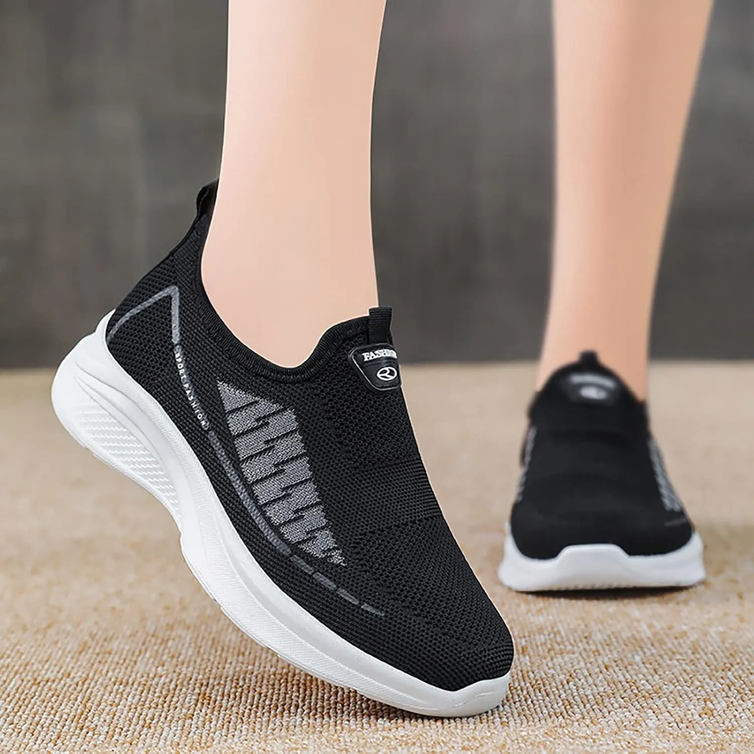 SBGMoSJ Running Shoes for Women Black Slip On Walking Sneakers for Women 2023 Wide Black Sneakers for Women Dressy Comfortable Sneakers for Women Size 8 Wide Width Women Walking Shoes Slip On