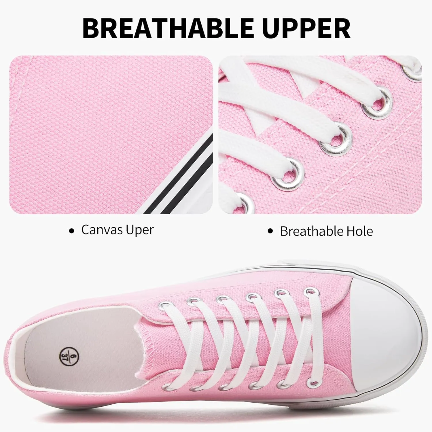 SERNIAL Womens White Platform Sneakers Low Top Platform Shoes Black Canvas Shoes for Women