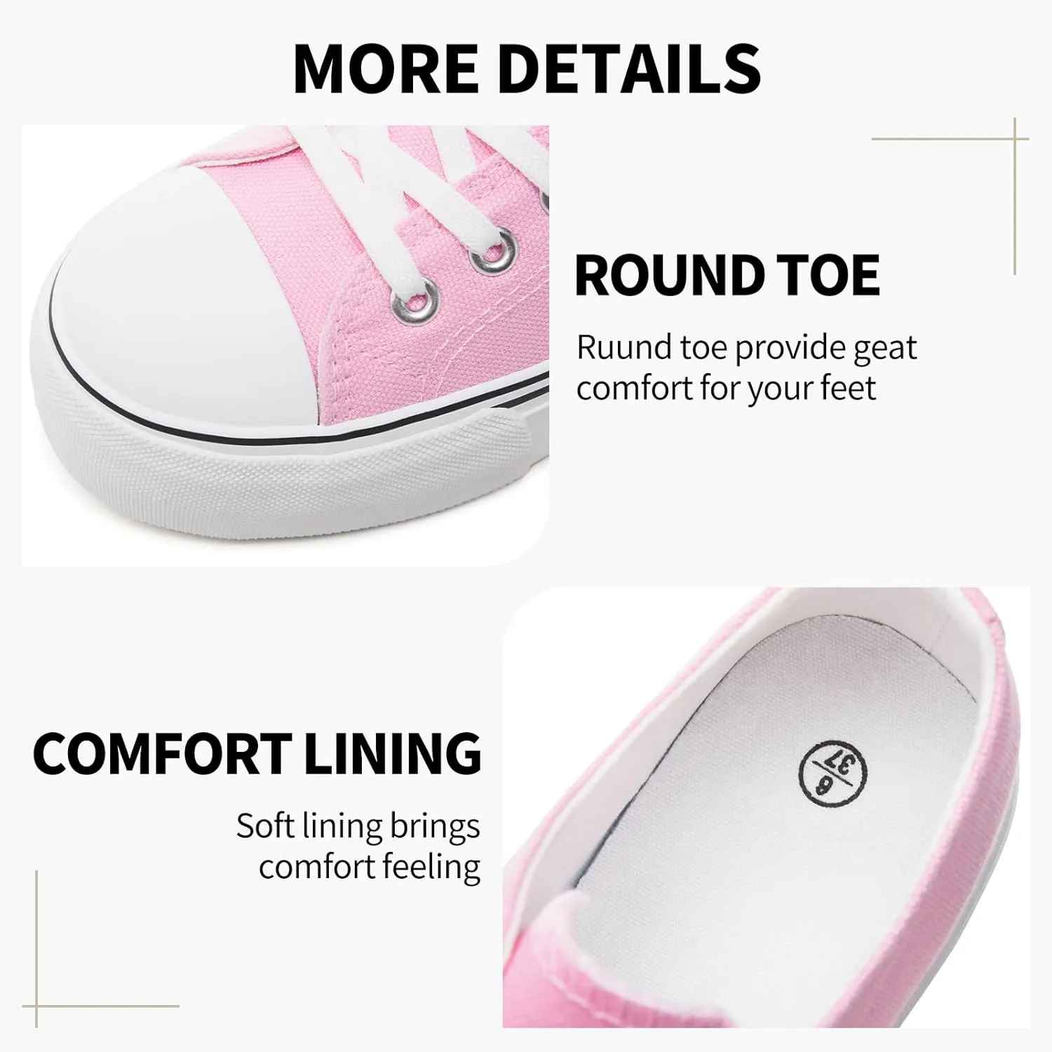 SERNIAL Womens White Platform Sneakers Low Top Platform Shoes Black Canvas Shoes for Women