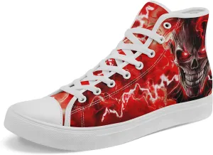 Skull Canvas Shoes High Tops Sneaker Lace Up Casual Walking Shoes Fashion Tennis Shoes