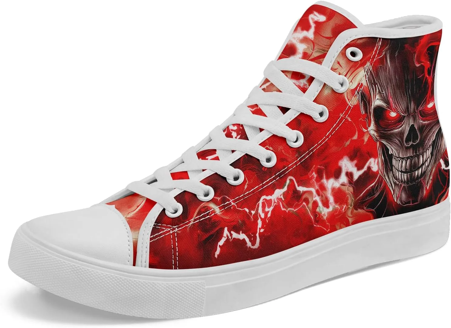 Skull Canvas Shoes High Tops Sneaker Lace Up Casual Walking Shoes Fashion Tennis Shoes