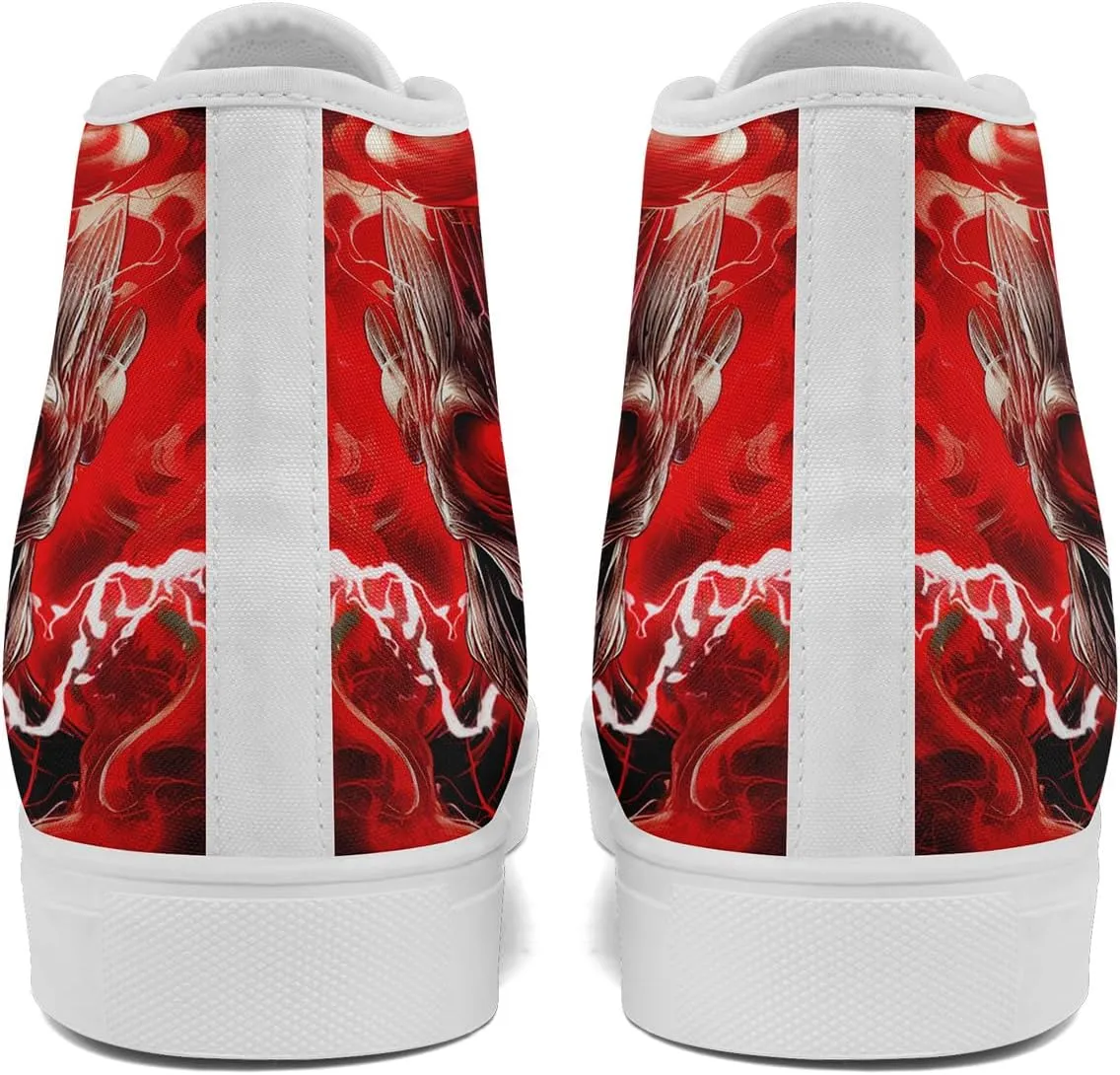 Skull Canvas Shoes High Tops Sneaker Lace Up Casual Walking Shoes Fashion Tennis Shoes