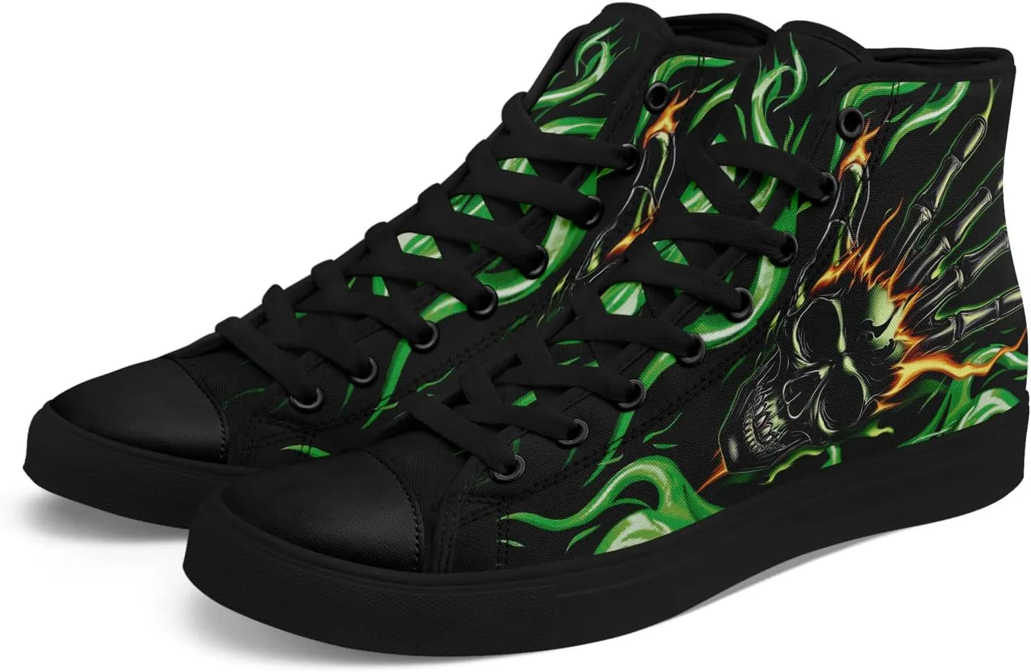 Skull Canvas Shoes High Tops Sneaker Lace Up Casual Walking Shoes Fashion Tennis Shoes