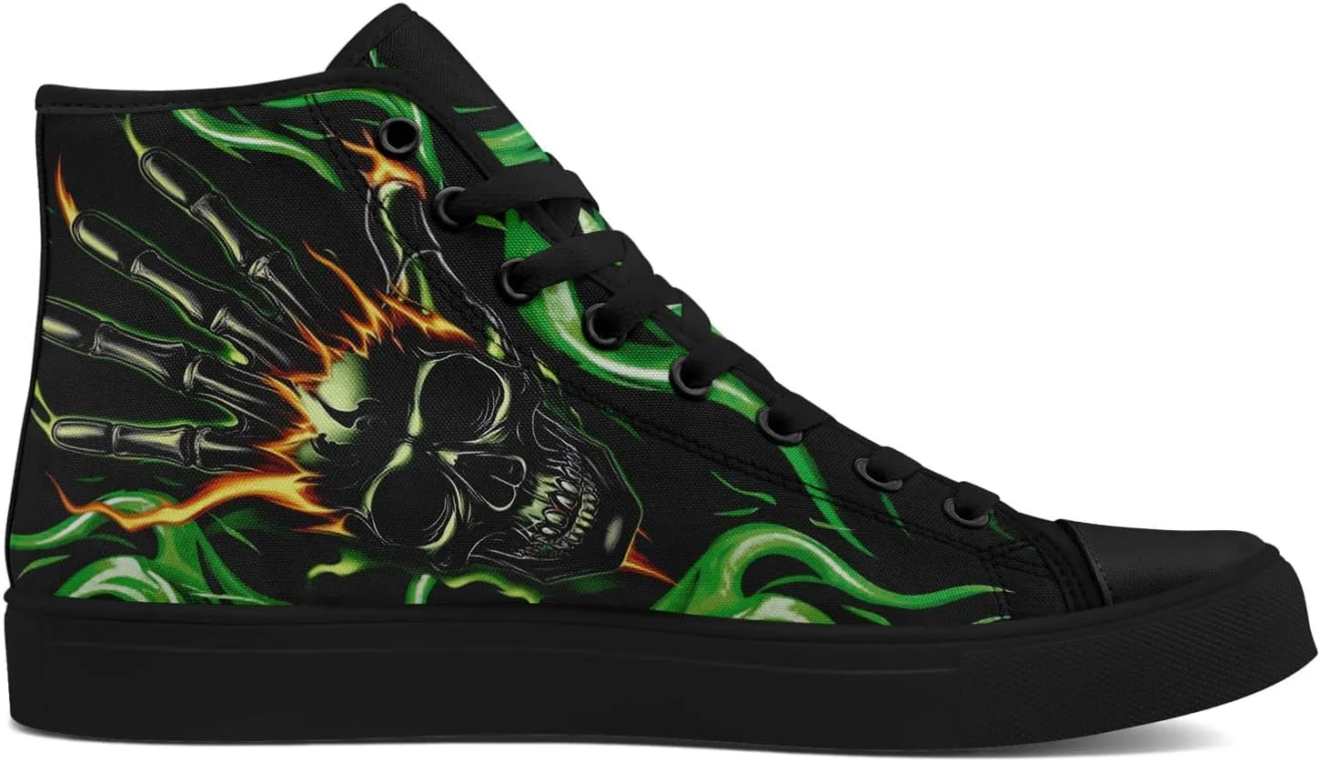 Skull Canvas Shoes High Tops Sneaker Lace Up Casual Walking Shoes Fashion Tennis Shoes