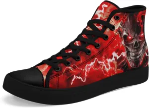 Skull Canvas Shoes High Tops Sneaker Lace Up Casual Walking Shoes Fashion Tennis Shoes