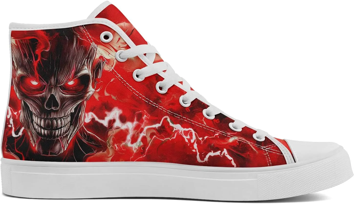 Skull Canvas Shoes High Tops Sneaker Lace Up Casual Walking Shoes Fashion Tennis Shoes