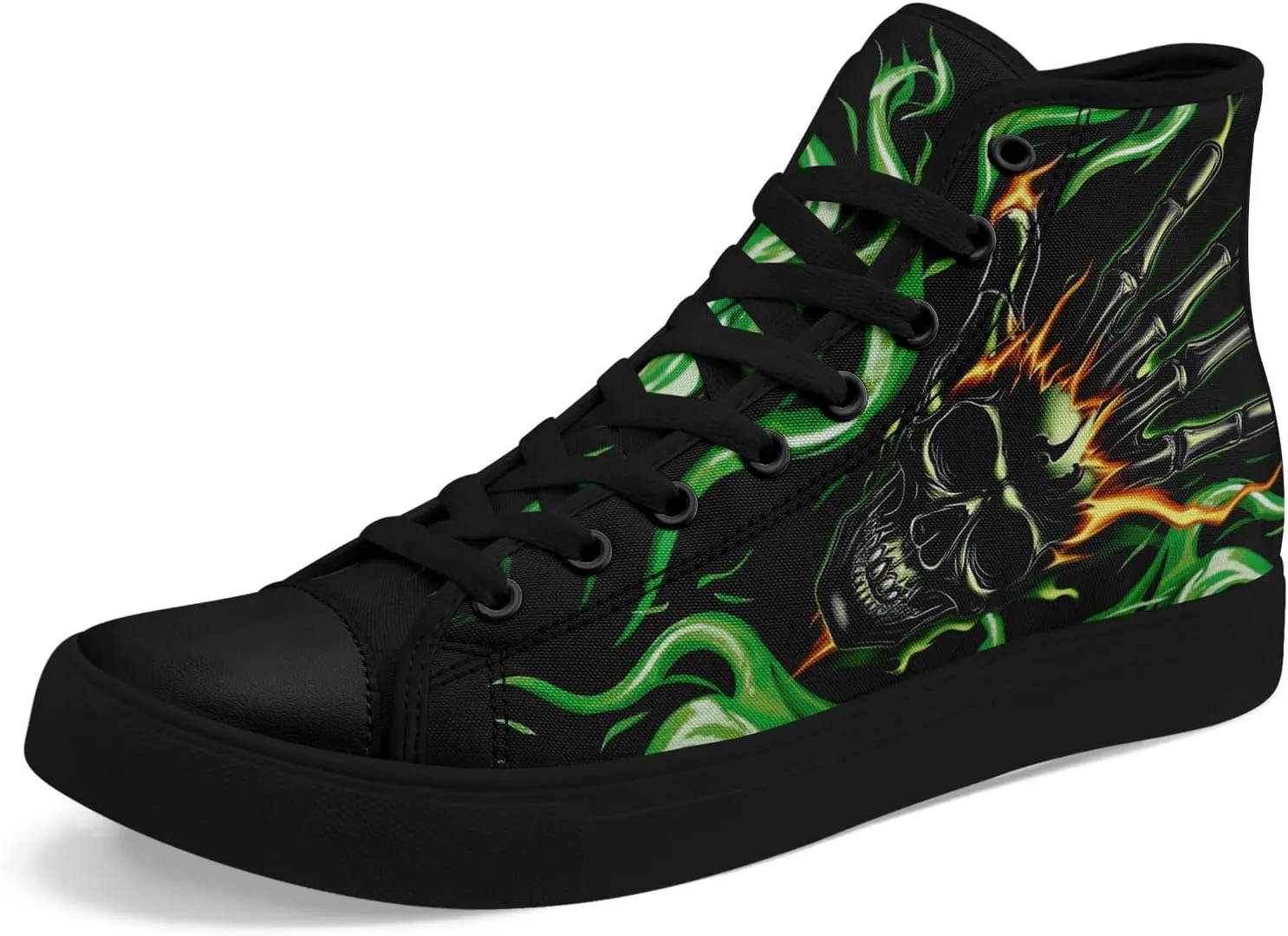 Skull Canvas Shoes High Tops Sneaker Lace Up Casual Walking Shoes Fashion Tennis Shoes