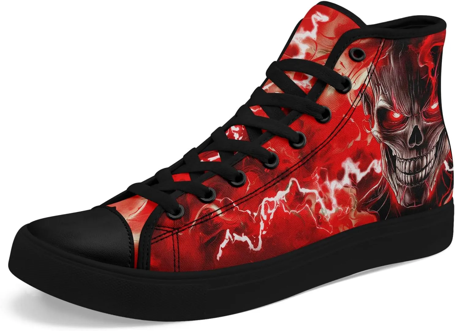 Skull Canvas Shoes High Tops Sneaker Lace Up Casual Walking Shoes Fashion Tennis Shoes
