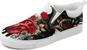 Skull Canvas Shoes Slip On Fashion Sneakers Low Top Casual Shoes Non Slip Loafers