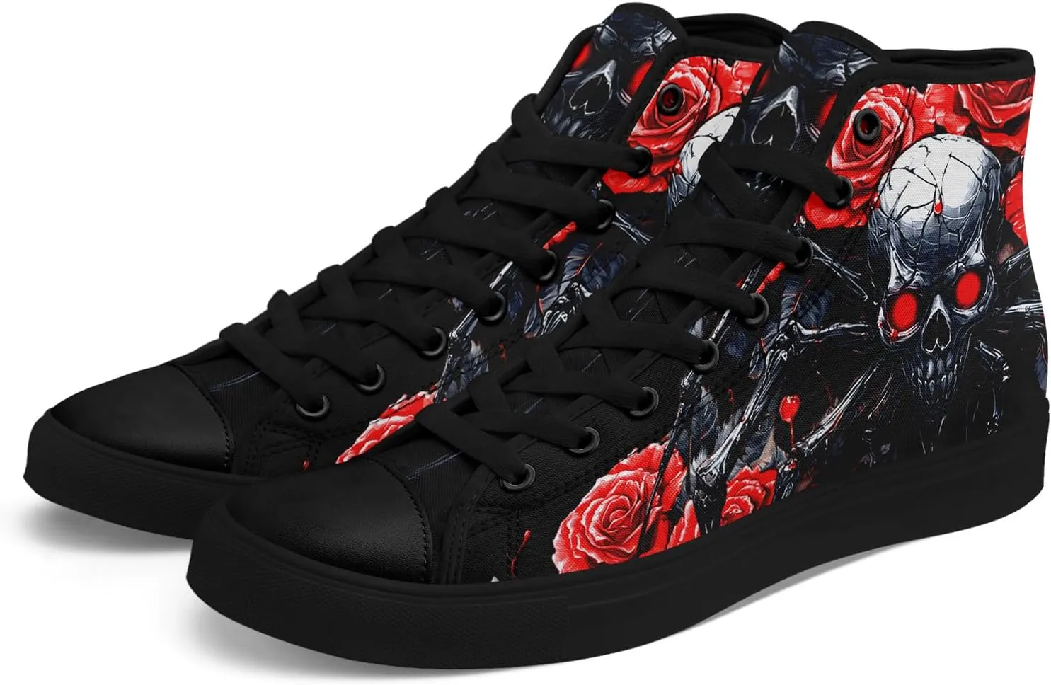 Skull Shoes for Women Men High Top Canvas Sneaker Punk Rock Joker Print Shoes Student Casual Walking Streetwear