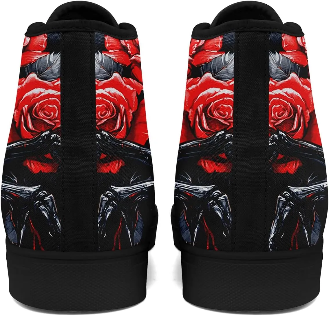 Skull Shoes for Women Men High Top Canvas Sneaker Punk Rock Joker Print Shoes Student Casual Walking Streetwear