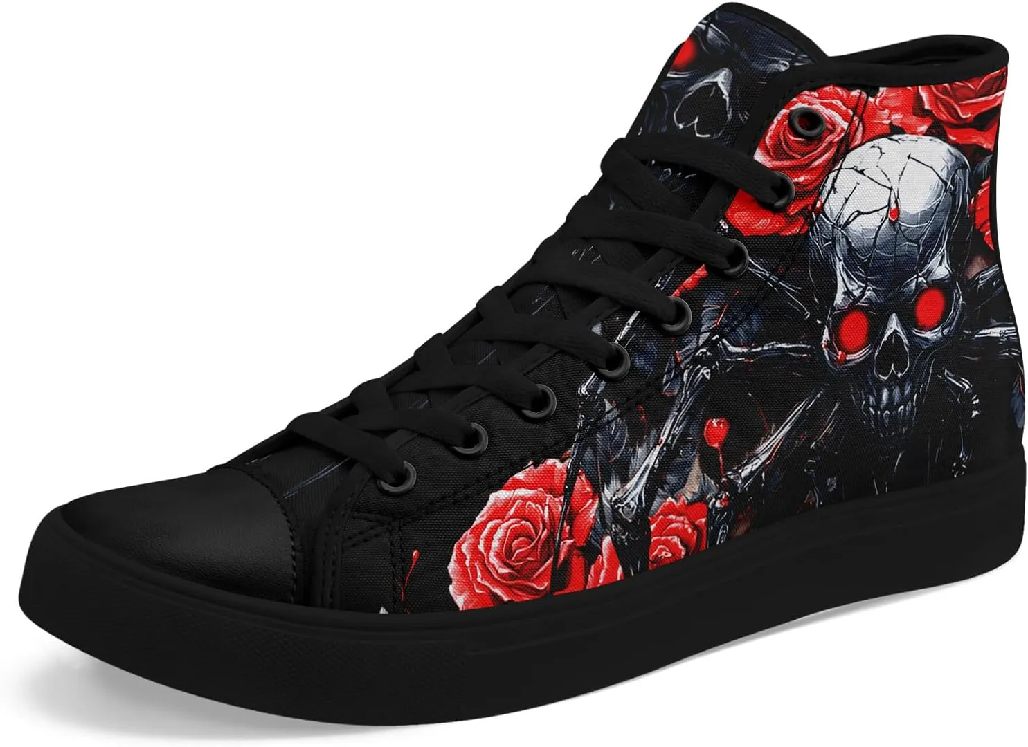 Skull Shoes for Women Men High Top Canvas Sneaker Punk Rock Joker Print Shoes Student Casual Walking Streetwear