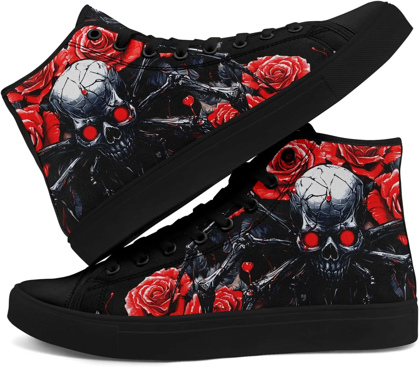 Skull Shoes for Women Men High Top Canvas Sneaker Punk Rock Joker Print Shoes Student Casual Walking Streetwear
