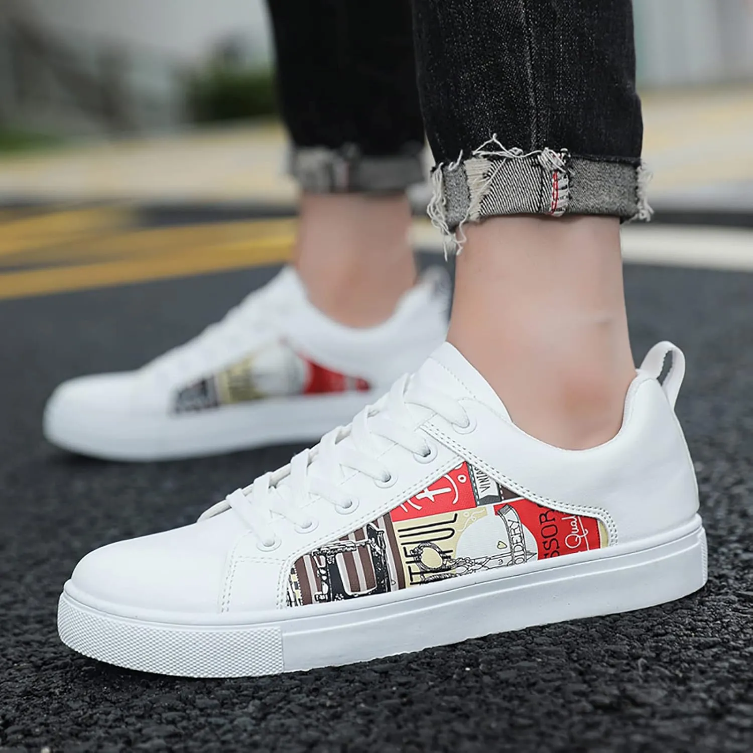 Slip On Casual Shoes Women's Sneakers in White in Wide Width Work Shoes Women Slip on Non Slip Low Top Casual Loafers for Women Dressy Womens White Sneakers