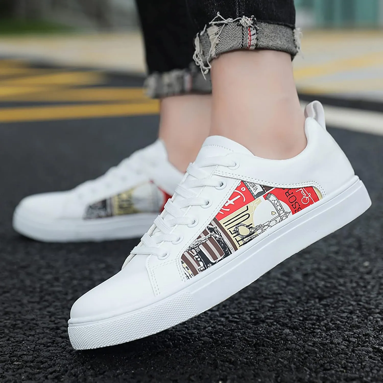 Slip On Casual Shoes Women's Sneakers in White in Wide Width Work Shoes Women Slip on Non Slip Low Top Casual Loafers for Women Dressy Womens White Sneakers