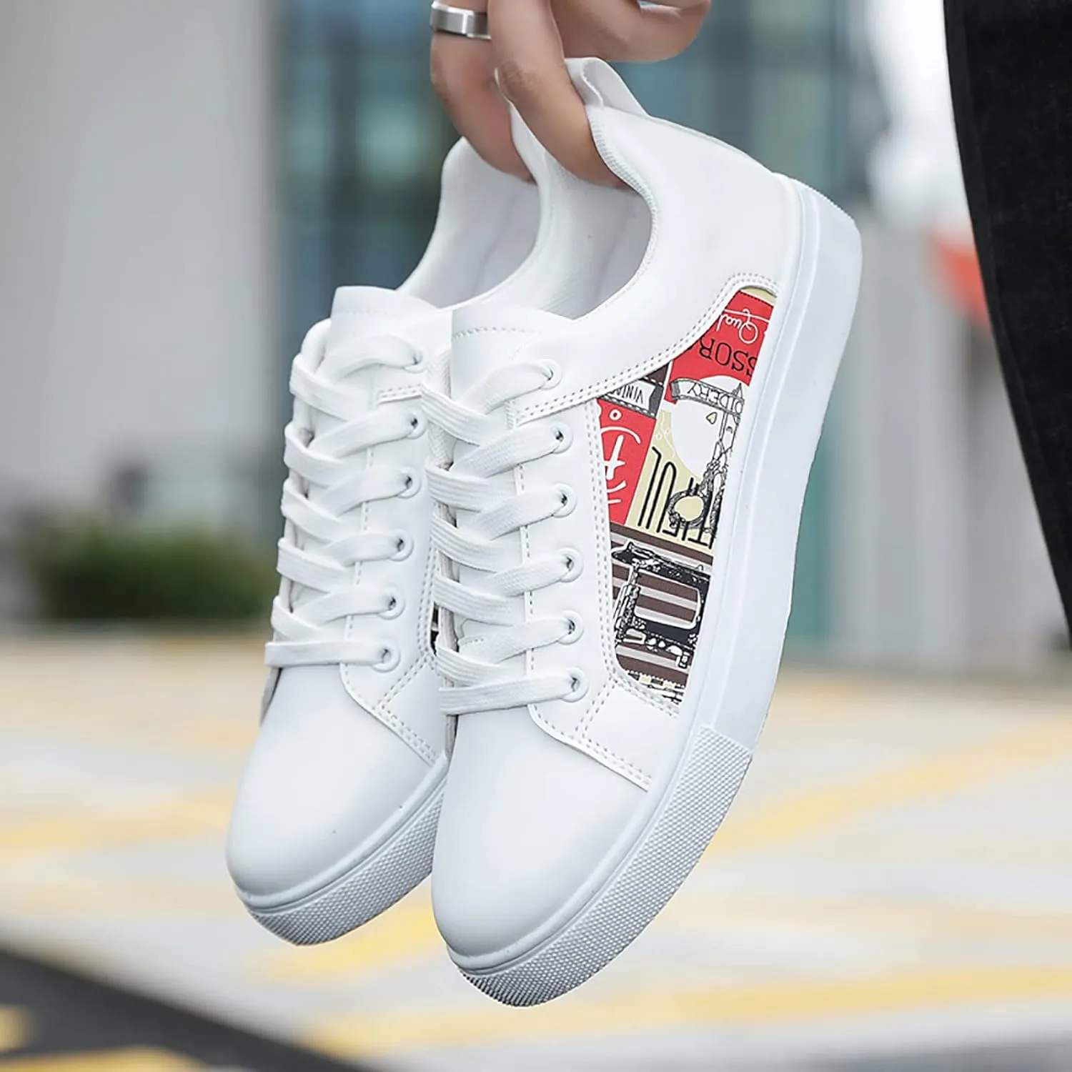 Slip On Casual Shoes Women's Sneakers in White in Wide Width Work Shoes Women Slip on Non Slip Low Top Casual Loafers for Women Dressy Womens White Sneakers