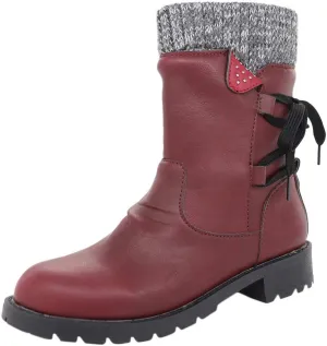 Snow Boots for Women Mid Calf Boots Women Vintage Casual Winter Working shoes Non-slip Lightweight Side Zipper Boots