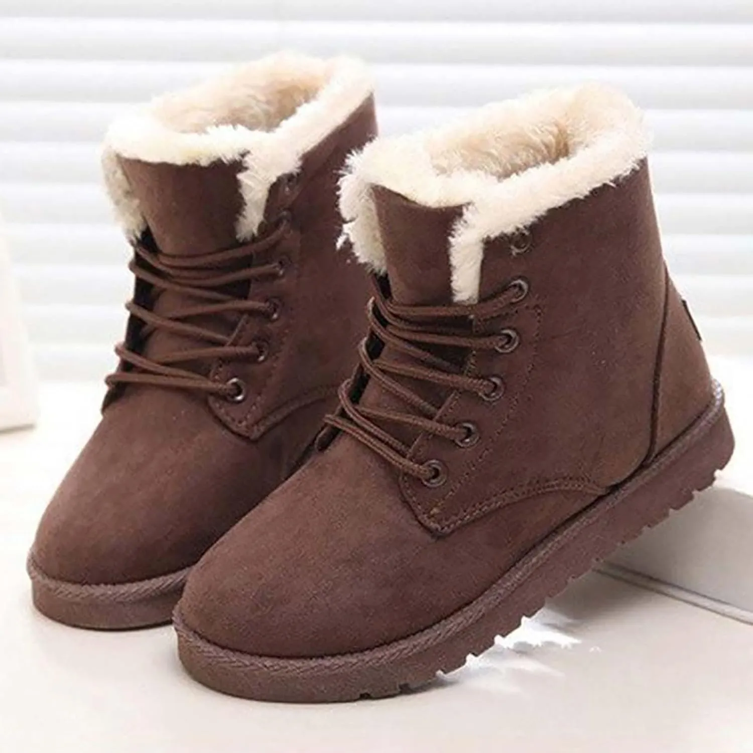 Snow Boots for Women Women's Ankle Boots Winter Cloth Lace up Round Toe Warm Comfortable Outdoor Short Leather Boots
