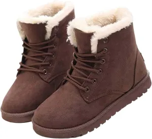 Snow Boots for Women Women's Ankle Boots Winter Cloth Lace up Round Toe Warm Comfortable Outdoor Short Leather Boots