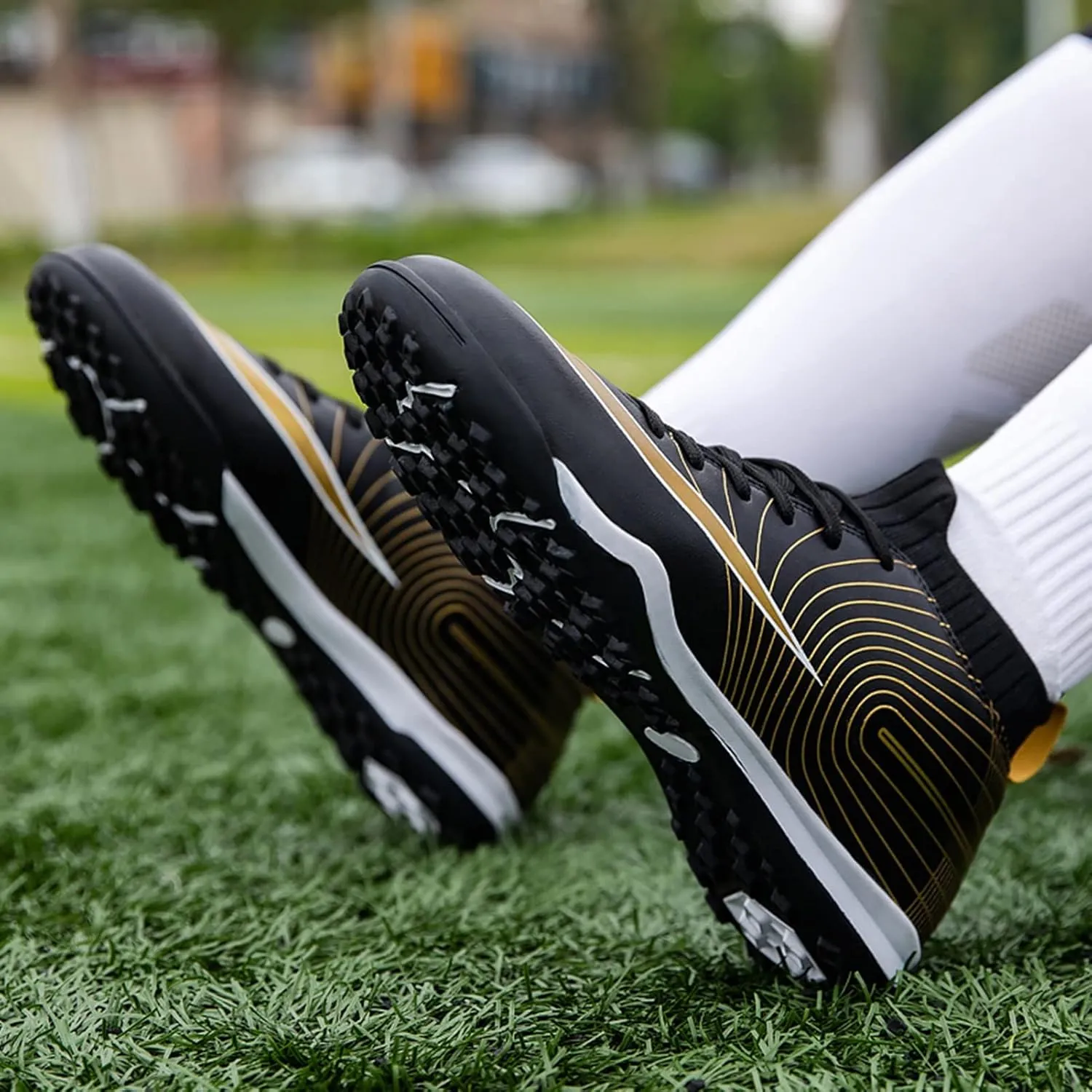 Soccer Cleats Boys,Casual High-top Turf Youth Football Cleats,Comfortable Breathable TF Cleats Kids Football Shoes,Non-Slip,for Outdoor/Athletics