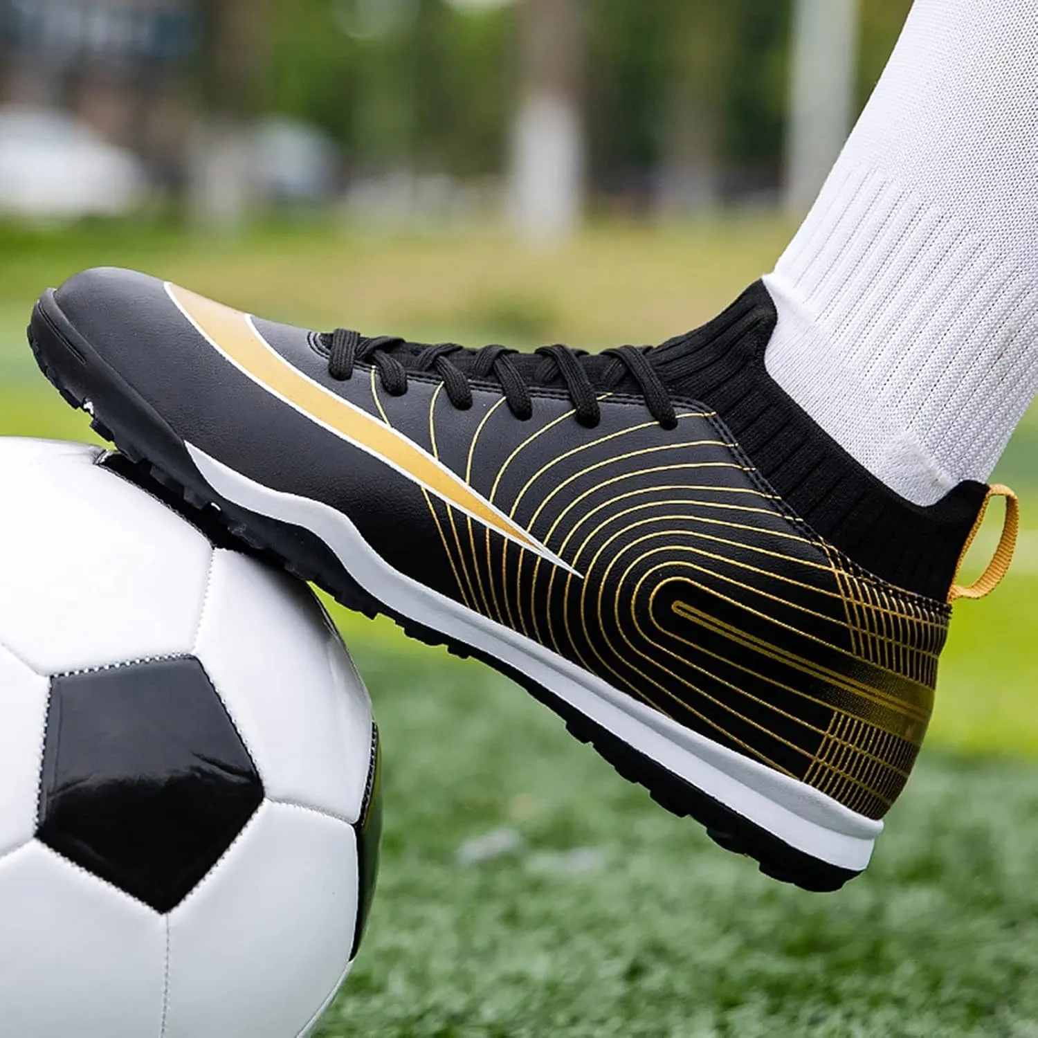 Soccer Cleats Boys,Casual High-top Turf Youth Football Cleats,Comfortable Breathable TF Cleats Kids Football Shoes,Non-Slip,for Outdoor/Athletics