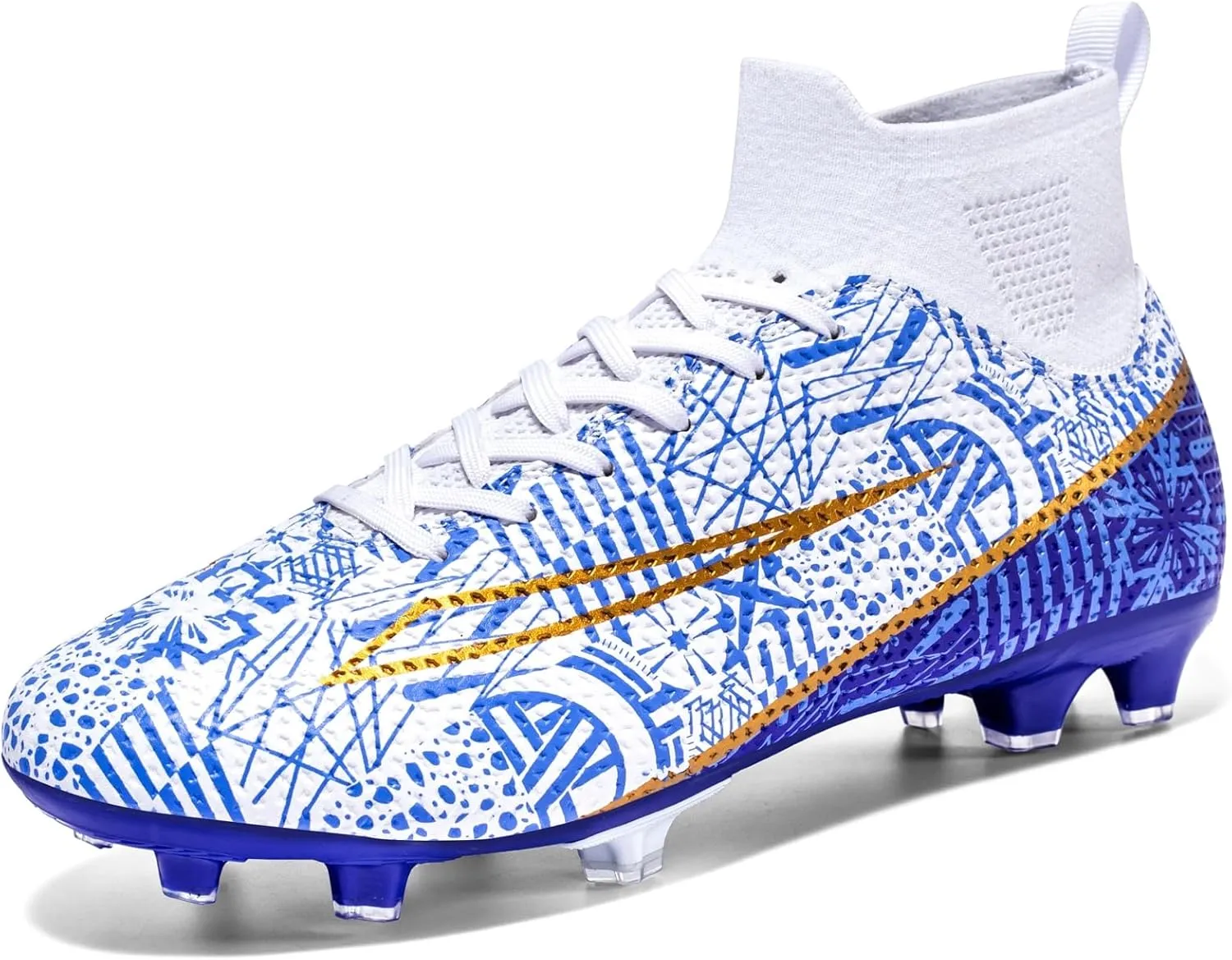 Soccer Cleats for Mens Womens Turf Soccer Shoes Indoor Footall Cleats High Ankle TF AG FG Football Boots Wide Training Sneaker