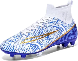 Soccer Cleats for Mens Womens Turf Soccer Shoes Indoor Footall Cleats High Ankle TF AG FG Football Boots Wide Training Sneaker