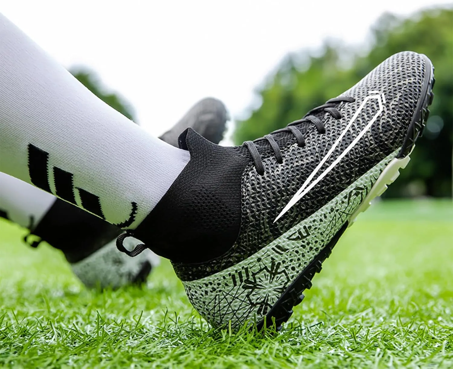 Soccer Cleats for Mens Womens Turf Soccer Shoes Indoor Footall Cleats High Ankle TF AG FG Football Boots Wide Training Sneaker