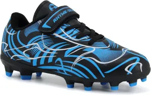 Soccer Cleats Kids Soccer Shoes for Girls FG/AG Athletic Football Shoes Black Blue 4 Big Kids