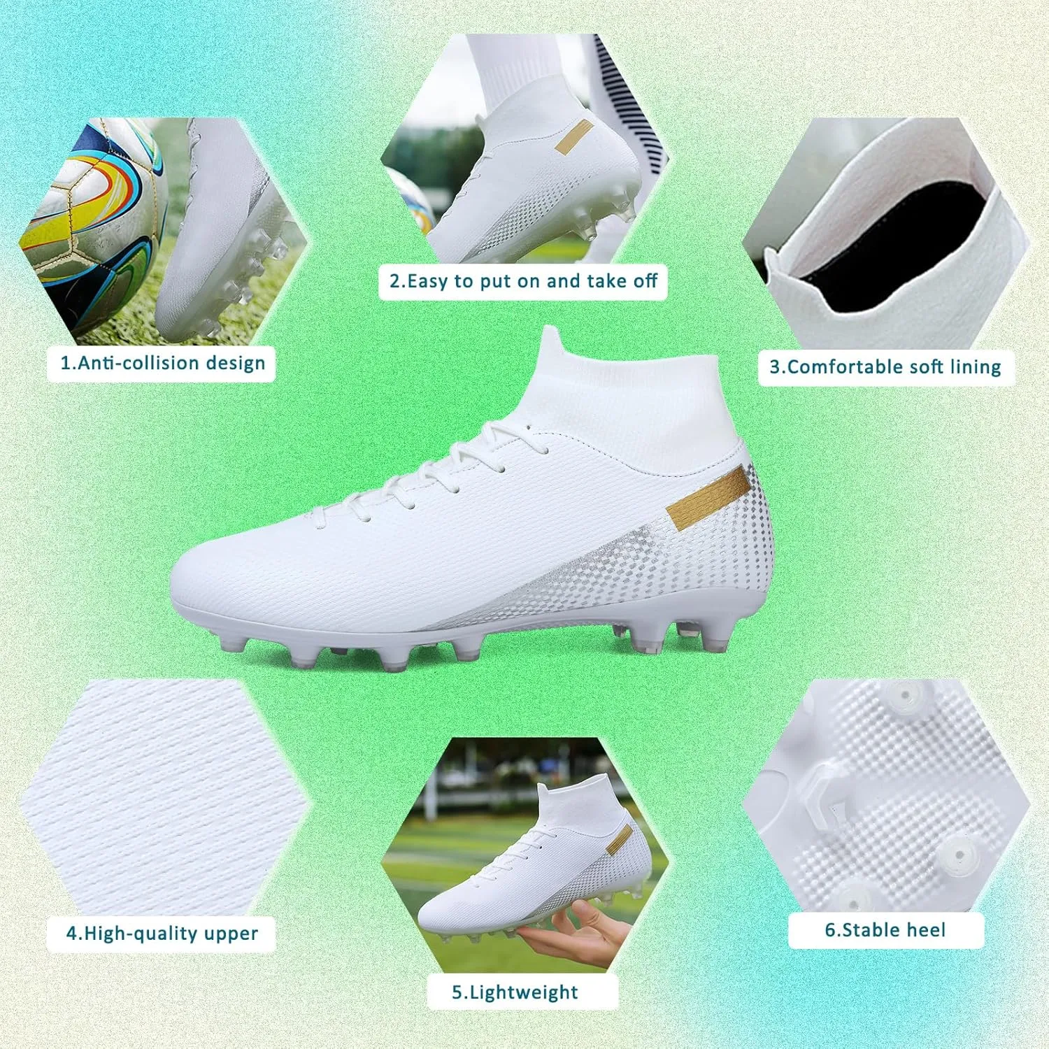 Soccer Cleats Mens Women Outdoor Soccer Shoes for Big Boy AG/FG