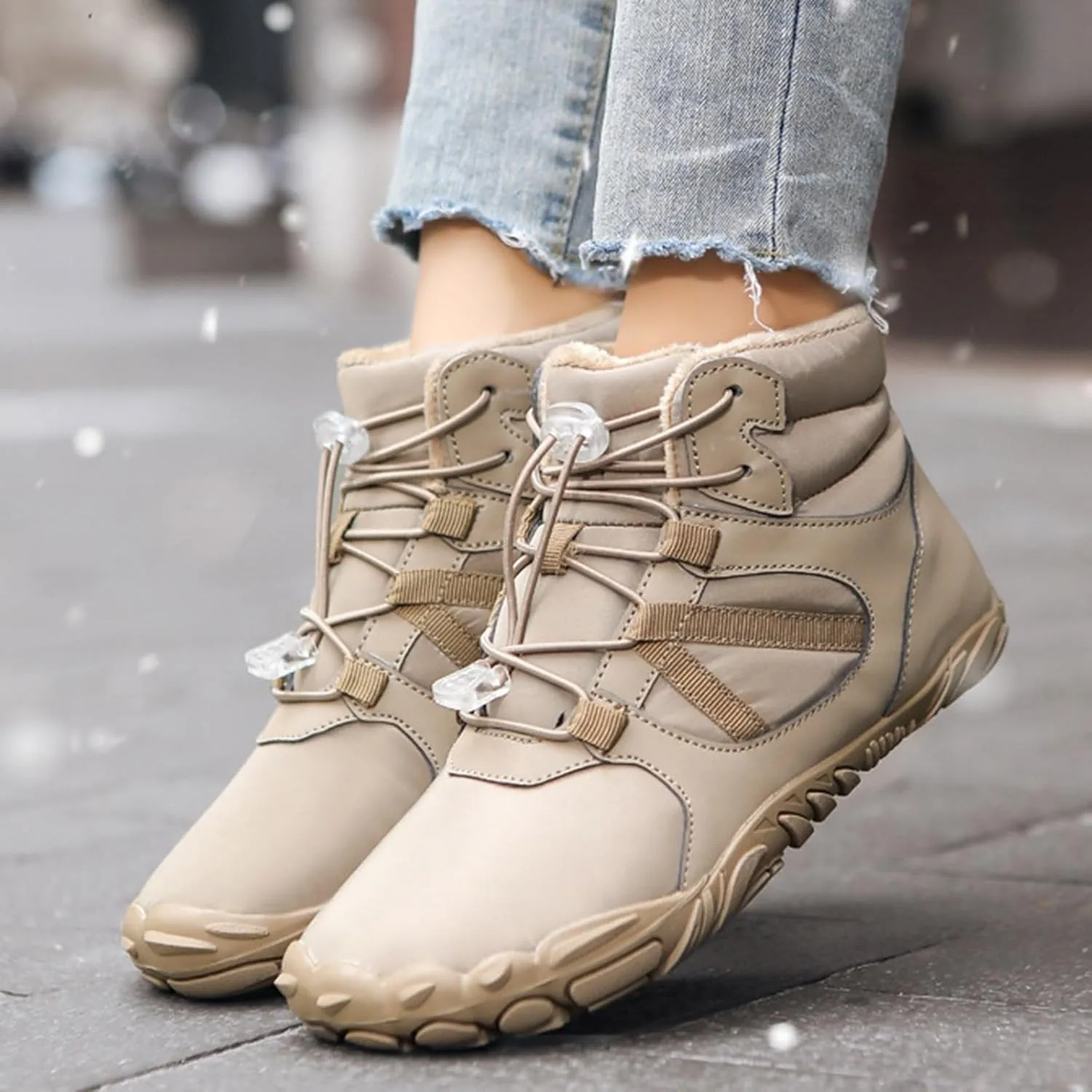 Teen Girls Winter Boots Waterproof Hiking Boots Lightweight Ankle Shoes Plush Lined Snow Boots Work Boots for Women