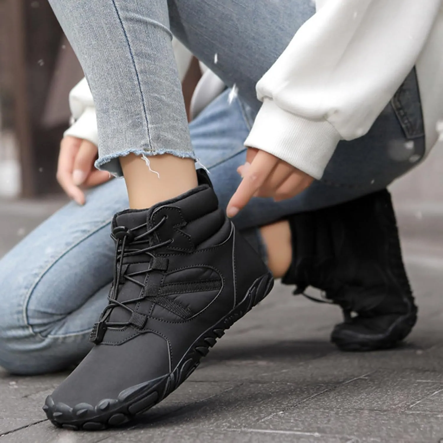 Teen Girls Winter Boots Waterproof Hiking Boots Lightweight Ankle Shoes Plush Lined Snow Boots Work Boots for Women