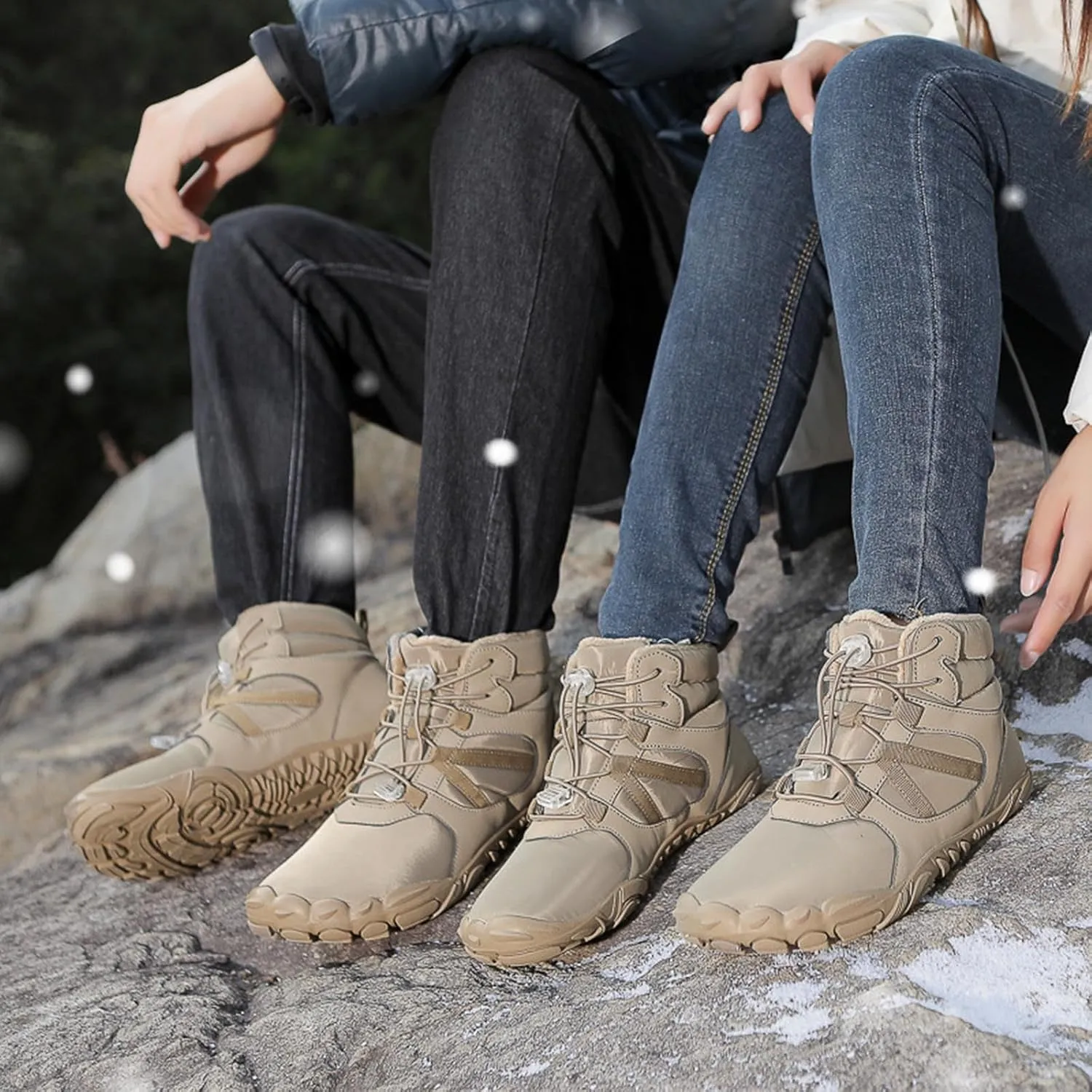 Teen Girls Winter Boots Waterproof Hiking Boots Lightweight Ankle Shoes Plush Lined Snow Boots Work Boots for Women