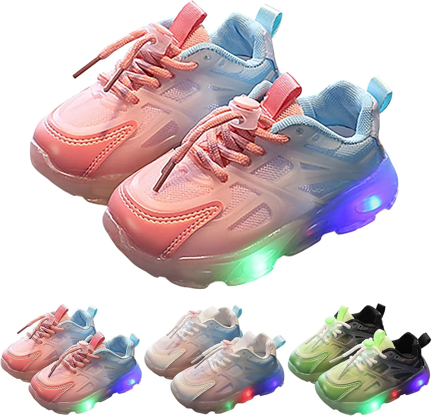 Toddler Baby Girls Boys Light Up Shoes Kids Mesh Breathable Led Flashing Sneakers Lace Up Athletic School Shoes 1