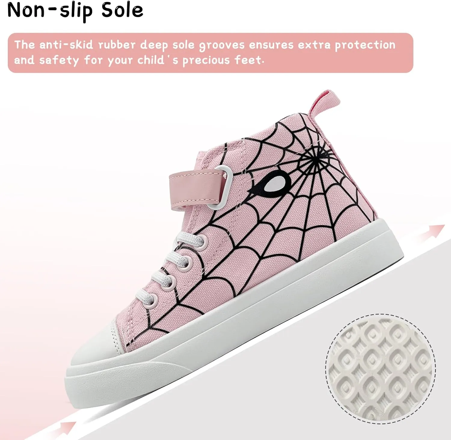 Toddler Boys Girls Shoes Kids High Top Canvas Sneakers Hook and Loops Lightweight Cartoon Casual Sneakers Walking Shoes